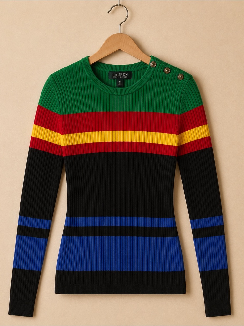 Ralph Lauren Vintage Ribbed Sweater Striped XS